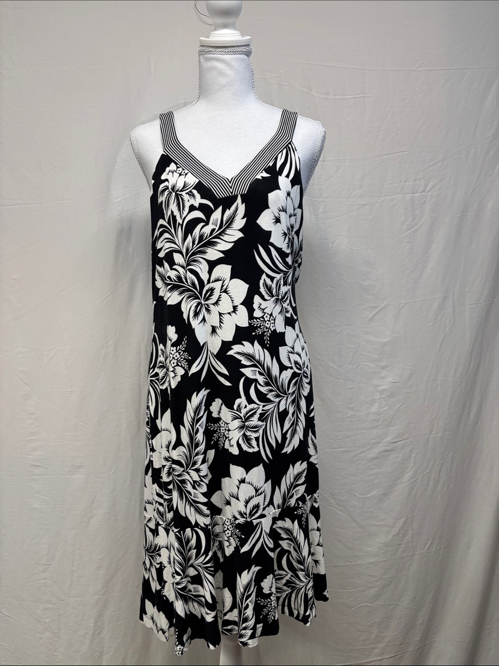 Tommy Bahama Black and White Floral Asymmetrical Dress